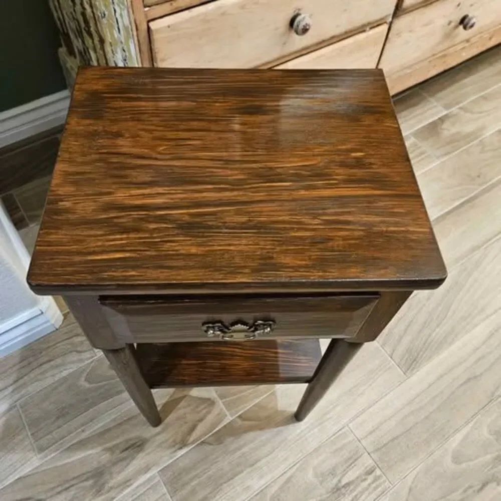 Vintage Wood Side Table with Drawer
